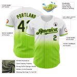 Personalized Black-Neon Green Fade Baseball Jersey with Custom Name and Number, White Pinstripe Design - Authentic Team Apparel
