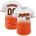 Custom Name Number Black Orange White Pinstripe Baseball Jersey Authentic Fade Fashion Personalized White Pinstripe Black-Orange