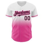 Custom Name and Number Baseball Jersey - Personalized Black and Pink Pinstripe Authentic Fade Design Personalized White Pinstripe
