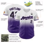 Custom Name Number Personalized Baseball Jersey Black Purple White Pinstripe Fade Fashion Personalized White Pinstripe Black-Purple