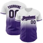 Custom Name Number Personalized Baseball Jersey Black Purple White Pinstripe Fade Fashion Personalized White Pinstripe Black-Purple