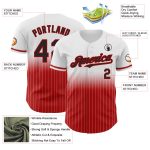 Custom Name and Number Baseball Jersey - Personalized Black-Red Pinstripe Authentic Fade Design Personalized White Pinstripe