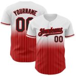 Custom Name and Number Baseball Jersey - Personalized Black-Red Pinstripe Authentic Fade Design Personalized White Pinstripe