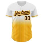 Custom Name and Number Authentic Fade Pinstripe Baseball Jersey in White-Brown-Gold - Personalized Fashion Apparel Personalized
