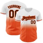 Custom Name Number Personalized Baseball Jersey White Pinstripe Brown-Orange Authentic Fade Fashion Personalized White Pinstripe