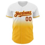 Custom Name and Number Personalized Crimson-Gold Baseball Jersey - White Pinstripe Authentic Fade Team Fashion Personalized