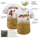Custom Name and Number Personalized Crimson-Old Gold White Pinstripe Authentic Fade Fashion Baseball Jersey Personalized