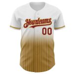 Custom Name and Number Personalized Crimson-Old Gold White Pinstripe Authentic Fade Fashion Baseball Jersey Personalized