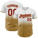 Custom Name and Number Personalized Crimson-Old Gold White Pinstripe Authentic Fade Fashion Baseball Jersey Personalized