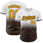 Custom Name Number Authentic Fade Baseball Jersey - Personalized White Pinstripe Gold-Brown Design Personalized White Pinstripe