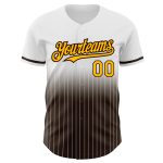 Custom Name Number Authentic Fade Baseball Jersey - Personalized White Pinstripe Gold-Brown Design Personalized White Pinstripe