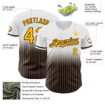 Custom Name Number Authentic Fade Baseball Jersey - Personalized White Pinstripe Gold-Brown Design Personalized White Pinstripe