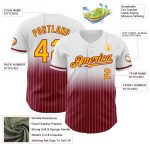Custom Name and Number Personalized Gold-Crimson Pinstripe Baseball Jersey - Authentic Fade Fashion Team Jersey Personalized