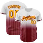 Custom Name and Number Personalized Gold-Crimson Pinstripe Baseball Jersey - Authentic Fade Fashion Team Jersey Personalized