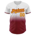 Custom Name and Number Personalized Gold-Crimson Pinstripe Baseball Jersey - Authentic Fade Fashion Team Jersey Personalized