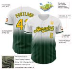 Custom Name & Number Personalized Gold-Green White Pinstripe Fashion Baseball Jersey Personalized White Pinstripe Gold-Green