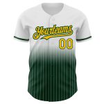 Custom Name & Number Personalized Gold-Green White Pinstripe Fashion Baseball Jersey Personalized White Pinstripe Gold-Green
