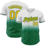Custom Name & Number Personalized Gold-Kelly Green Pinstripe Baseball Jersey - Authentic Fade Fashion Team Jersey Personalized