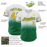 Custom Name & Number Personalized Gold-Kelly Green Pinstripe Baseball Jersey - Authentic Fade Fashion Team Jersey Personalized