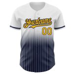 Custom Team Name Number Baseball Jersey - Personalized White Pinstripe Gold-Navy Authentic Fade Fashion Jersey Personalized