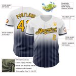 Custom Team Name Number Baseball Jersey - Personalized White Pinstripe Gold-Navy Authentic Fade Fashion Jersey Personalized