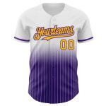Custom Name and Number Personalized Baseball Jersey - White Pinstripe Gold-Purple Authentic Fade Fashion Personalized White