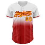 Custom Name Number Baseball Jersey - Personalized White Pinstripe Gold-Red Authentic Fade Fashion Design Personalized White