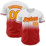 Custom Name Number Baseball Jersey - Personalized White Pinstripe Gold-Red Authentic Fade Fashion Design Personalized White