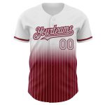 Custom Gray-Crimson Pinstripe Baseball Jersey with Personalized Name and Number - Authentic Fade Fashion Personalized White