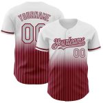 Custom Gray-Crimson Pinstripe Baseball Jersey with Personalized Name and Number - Authentic Fade Fashion Personalized White