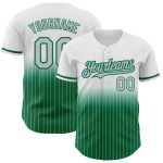 Personalized Gray-Kelly Green Baseball Jersey with Custom Name and Number - Authentic Fade White Pinstripe Fashion Jersey