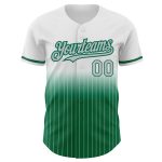 Personalized Gray-Kelly Green Baseball Jersey with Custom Name and Number - Authentic Fade White Pinstripe Fashion Jersey