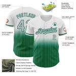 Personalized Gray-Kelly Green Baseball Jersey with Custom Name and Number - Authentic Fade White Pinstripe Fashion Jersey