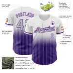 Custom Name and Number Personalized Gray-Purple Fade Baseball Jersey - White Pinstripe Authentic Fashion Jersey Personalized