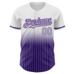 Custom Name and Number Personalized Gray-Purple Fade Baseball Jersey - White Pinstripe Authentic Fashion Jersey Personalized
