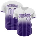 Custom Name and Number Personalized Gray-Purple Fade Baseball Jersey - White Pinstripe Authentic Fashion Jersey Personalized