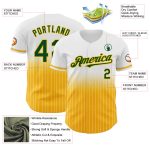Custom Name Number Authentic Fashion Baseball Jersey Green Gold White Pinstripe Personalized White Pinstripe Green-Gold Authentic