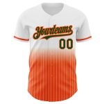 Customized Green-Orange Baseball Jersey with Personal Name & Number - White Pinstripe Authentic Fade Design Personalized