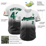 Custom Name and Number Personalized Green Black Pinstripe Baseball Jersey - Authentic Fade Fashion Personalized White Pinstripe