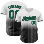 Custom Name and Number Personalized Green Black Pinstripe Baseball Jersey - Authentic Fade Fashion Personalized White Pinstripe