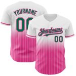 Custom Name & Number Personalized Baseball Jersey - White Pinstripe Kelly Green-Pink Authentic Fade Personalized White Pinstripe
