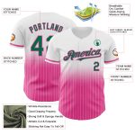 Custom Name & Number Personalized Baseball Jersey - White Pinstripe Kelly Green-Pink Authentic Fade Personalized White Pinstripe