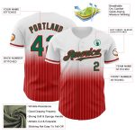 Custom Name Number Authentic Fade Fashion Baseball Jersey - Personalized White Pinstripe Kelly Green Red Personalized White