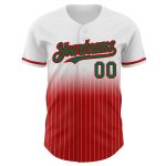 Custom Name Number Authentic Fade Fashion Baseball Jersey - Personalized White Pinstripe Kelly Green Red Personalized White