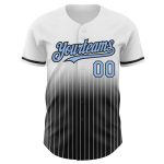 Custom Name and Number Authentic Fade Fashion Baseball Jersey - Personalized Light Blue Black White Pinstripe Personalized