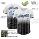 Custom Name and Number Authentic Fade Fashion Baseball Jersey - Personalized Light Blue Black White Pinstripe Personalized