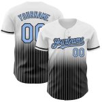 Custom Name and Number Authentic Fade Fashion Baseball Jersey - Personalized Light Blue Black White Pinstripe Personalized