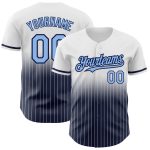 Custom Name Number Authentic Fade Baseball Jersey Light Blue Navy White Pinstripe Fashion Personalized White Pinstripe Light