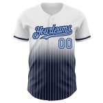 Custom Name Number Authentic Fade Baseball Jersey Light Blue Navy White Pinstripe Fashion Personalized White Pinstripe Light