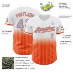 Custom Name Number Authentic Fade Baseball Jersey Light Blue-Orange White Pinstripe Personalized White Pinstripe Light Blue-Orange